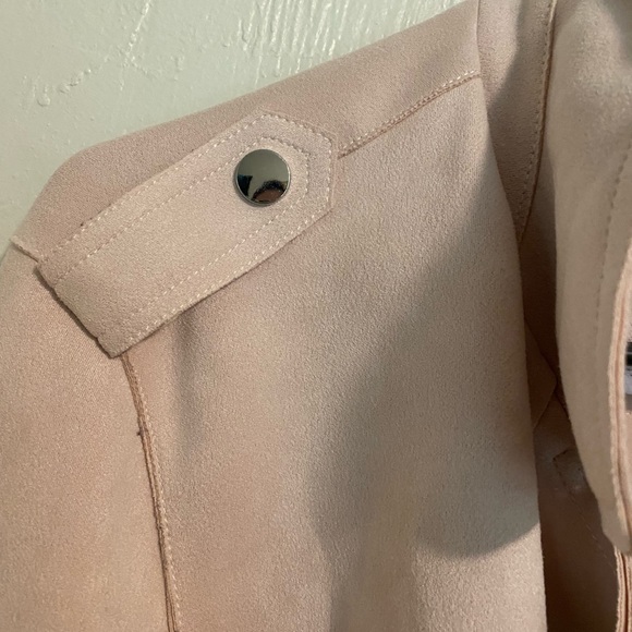 Anthropologie Blush Pink Faux Suede Moto Jacket Size XL - Picture 5 of 7